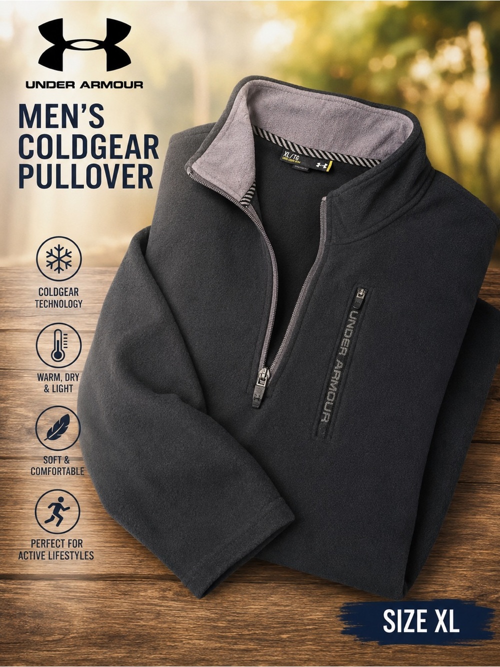 Under Armour Men’s ColdGear UA Fever Microfleece | 1/4 Zip Pullover | XL